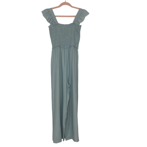 Simplee Green Smocked Bodice Jumpsuit- Size S