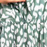 By Together Green Animal Print Front Tie Dress NWT- Size S
