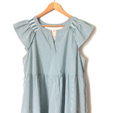 Gal Meets Glam Chassity Teal Striped Cap Sleeve Dress- Size 14