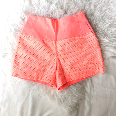 Cartonnier Neon Coral Eyelet Shorts- Size 2