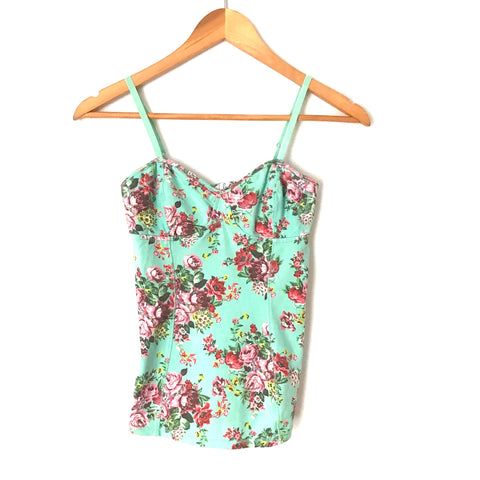 Turquoise Floral Structured Camisole- Size S