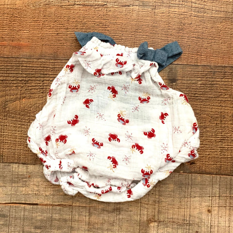 Mudpie Baby Girl Crab Firework Bubble Romper- Size 0-3M