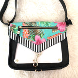 Call It Spring Floral Black & White Striped Purse