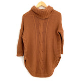Express Rust Cable Knit 3/4 Sleeve Round Hem Turtleneck Sweater- Size XS
