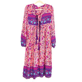 R Vivimos Pink Floral Print Midi Dress- Size L 12/14
