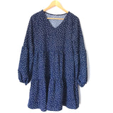 No Brand Navy Polka Dot Long Sleeve Dress- Size S