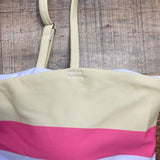 Pink Lily Yellow/Coral/White Striped Padded Bikini Top- Size L (see notes)