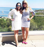 Chelsea 28 Blue and White Striped Cold Shoulder Tie Dress- Size 12