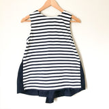 J Crew Navy Striped Ruffle Hem Tie Back Blouse NWT- Size XS