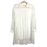 Dress Up White True Love with Roll Tab Sleeves Tiered Mini Dress- Size S (sold out online)