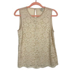 Joie Beige 100% Silk with Front Lace Overlay Top- Size XS