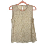 Joie Beige 100% Silk with Front Lace Overlay Top- Size XS