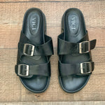 Vici Black Faux Leather Double Strap Buckle Sandals- Size 7.5 (sold out online)