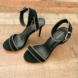 Express Black Ankle Strap Buckle With Rhinestones Heels- Size 7
