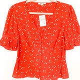 Madewell Brick and White Polka Dot Button Up Blouse NWT- Size 4