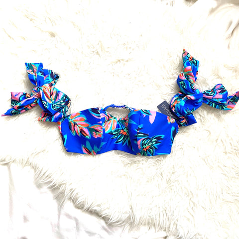 Fig Leaves Palm Print Underwire Tie Bikini Top NWT- Size 8 (TOP ONLY)