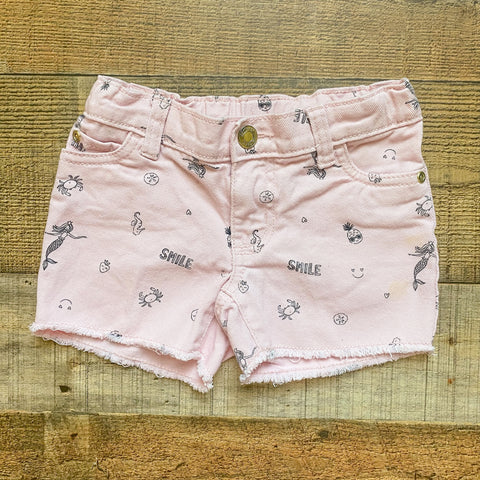 Carter's KID Pink Mermaid/Pineapple/Smile Cut Off Shorts- Size 4 (see notes)