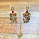Akira Gold Mulit Color Rhinestone Earrings