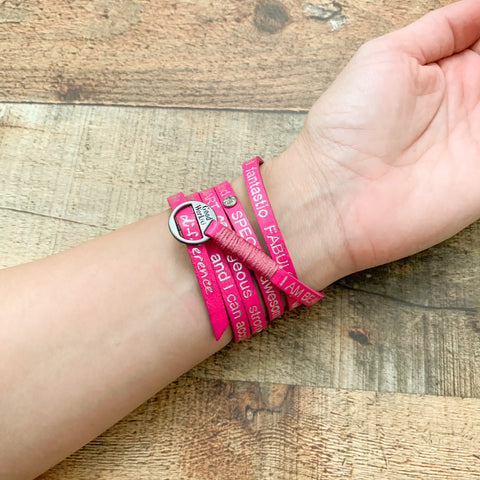 Good Works Make a Difference Hot Pink I Am Beautiful... Wrap Bracelet