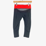 Lululemon Charcoal Grey Orange Waistband With Side Zipper & Quilted Detail- Size 4 (Inseam 17")