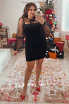 Eloquii Black Sheer Yoke Velvet Mini Dress- Size 14 (sold out online)