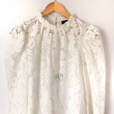 Vici White Ruffle Neck Lace Long Sleeve Top- Size S