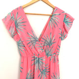 Peach Love Pink Palm Print Maxi Dress with Side Slits- Size S