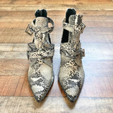 Qupid Snakeskin Leather Cutout Side Buckle Zip Up Booties- Size 7