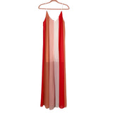 Entro Red/Peach/White Striped Maxi Dress- Size S (see notes)