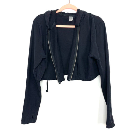 Wavvy Black Cropped Zip Up- Size L