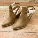 Just Fab Tan Cross Back Ankle Buckle Booties- Size 7 Like New