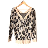 FATE Animal Print Distressed V Neck Sweater- Size XS