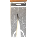 Lululemon Grey and White Striped Crop Legging- Size 4 (Inseam 21”)