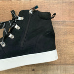 Scoop Black Fuzzy Tongue Side Zip Platform Sneakers- Size 8 (See Notes)
