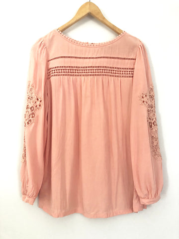 LOFT Pink Crochet Blouse - Size XS