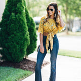 Alythea Floral Tie Front Crop Top- Size S