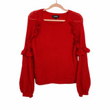 Express Red Ruffle/Bubble Sleeve Sweater- Size S
