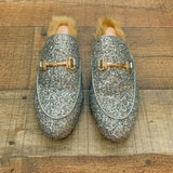 SHE & IN Silver Sparkle Faux Fur Lined Mules- Size 38 (In Like New Condition!)