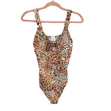 Sofia Jeans Animal Print Front Tie Thong Bodysuit- Size S