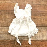 No Brand White Faux Drawstring Romper- Size ~0-3M (see notes)