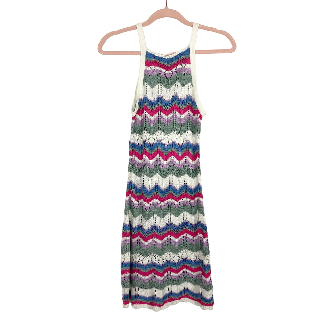 No Boundaries Fuchsia Burst Chevron Crochet Dress- Size S (sold out online) No Boundaries Fuchsia Burst Chevron Crochet Dress- Size S (sold out online)