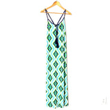 Macbeth Collection Blue/Green Tassel Tie Maxi Dress NWT- Size XS
