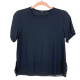 Lululemon Black Mesh Hem Top- Size ~6 (see notes)