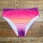 Pink Lily Hot Pink/Purple/Pink/Peach Ombre Bikini Bottoms- Size L (we have matching top, see notes)