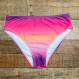 Pink Lily Hot Pink/Purple/Pink/Peach Ombre Bikini Bottoms- Size L (we have matching top, see notes)