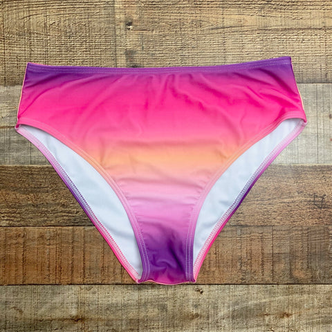 Pink Lily Hot Pink/Purple/Pink/Peach Ombre Bikini Bottoms- Size L (we have matching top, see notes)