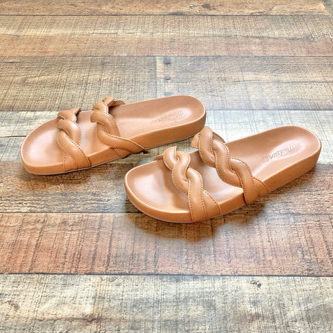 Madewell Brown Leather Double Strap Slide Sandals- Size 9 (see notes)