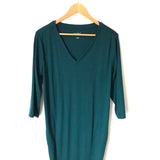 Isabel by Ingrid & Isabel Teal Ribbed V Neck Maternity Dress-Size L
