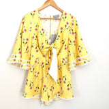 Finders Yellow Pinstripe Tie Front Romper NWT- Size S