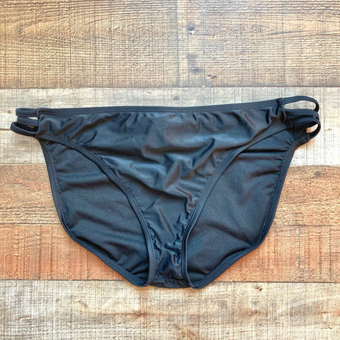 Swimsuits for All Black Side Cutout Bikini Bottoms- Size 16